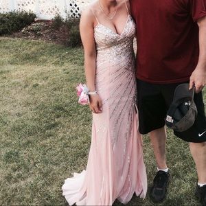 pink sequin prom dress